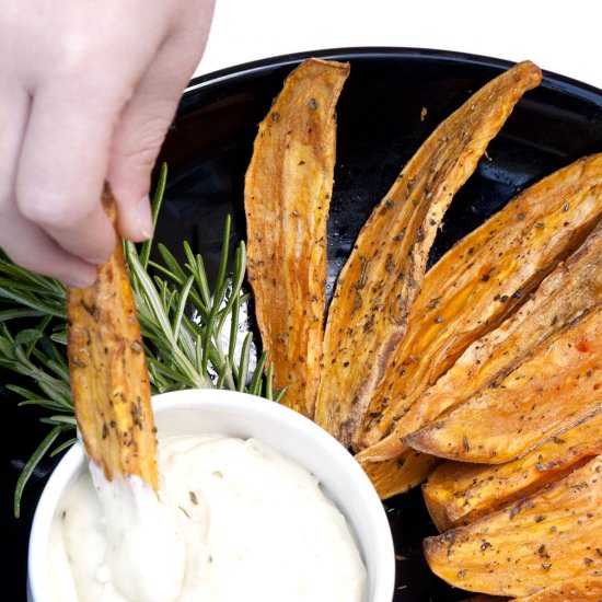 Sweet Potato Wedges w/ Pesto Mayo