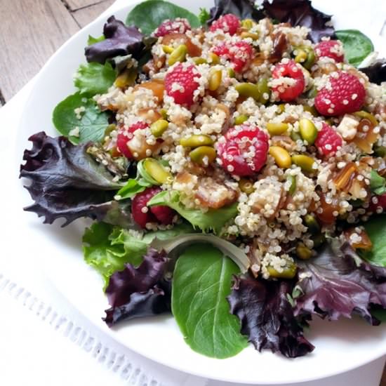 Quinoa Pistachio Raspberry Salad