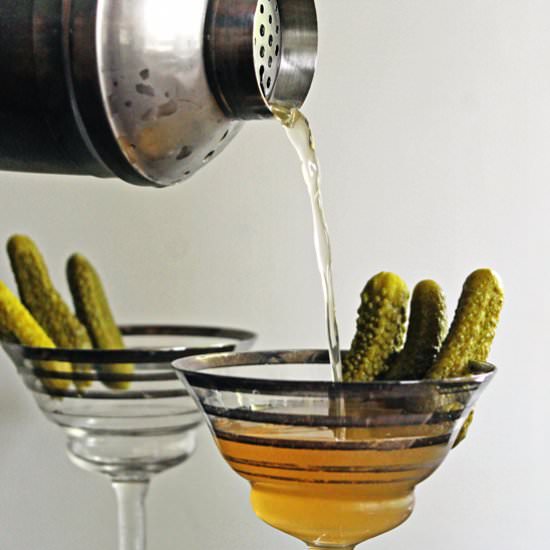 Dill pickle vodka martini