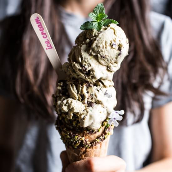Pistachio Mint Chip Ice Cream