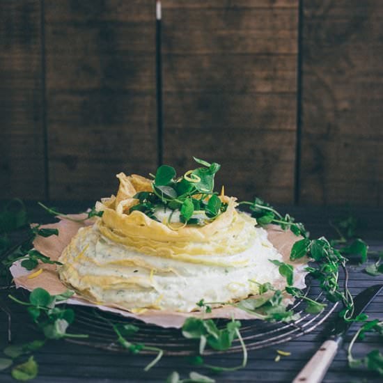 Sweet Pea Lemon Crepe Cake