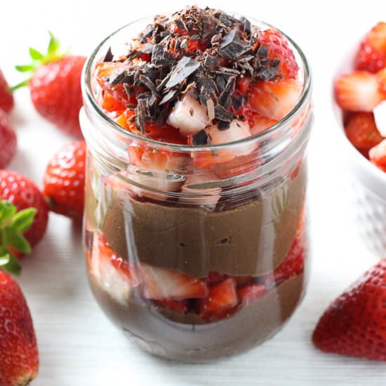 Chocolate Pudding with Strawberries