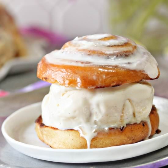 Cinnamon Roll Ice Cream Sandwiches
