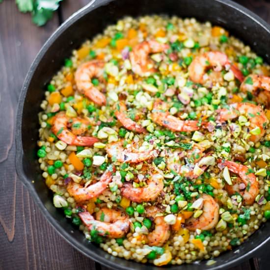 One Pot Couscous with Shrimp