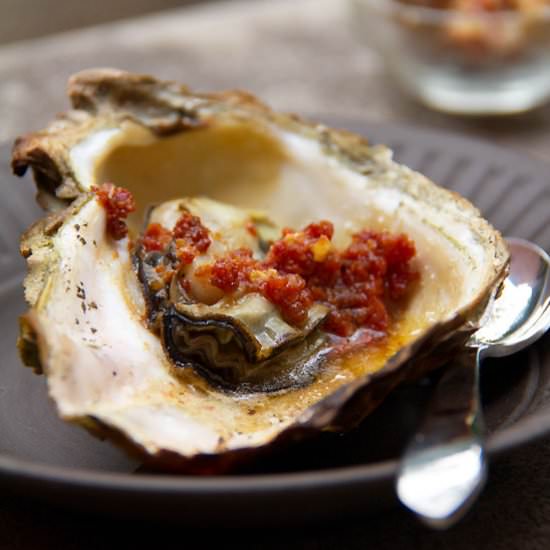 Grilled Oysters with Chorizo Butter
