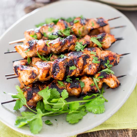 Beer and Honey BBQ Chicken Skewers