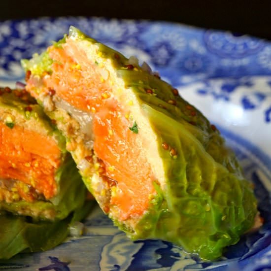 Savoy Cabbage Steamed Salmon