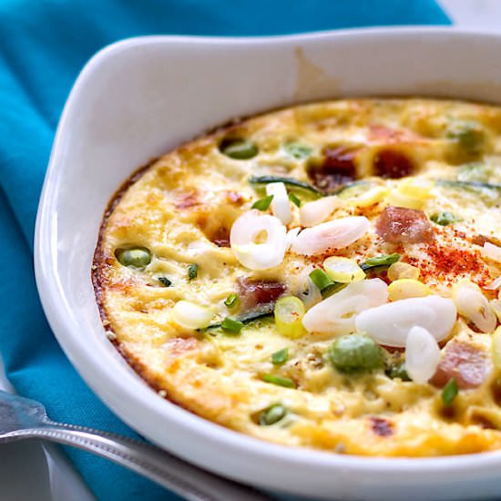 Vegetables Ham and Cheese Fritatta