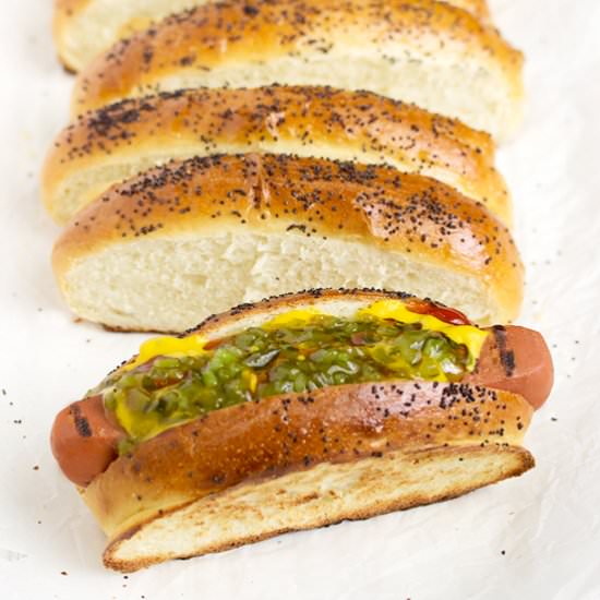 Homemade Top-sliced Hot Dog Buns