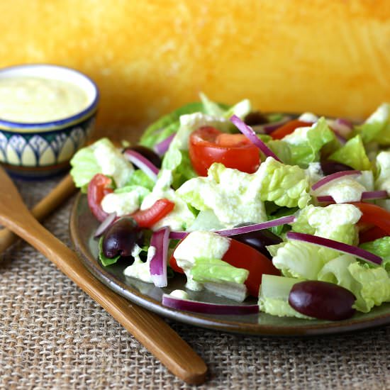 Salad with Feta Cheese Dressing