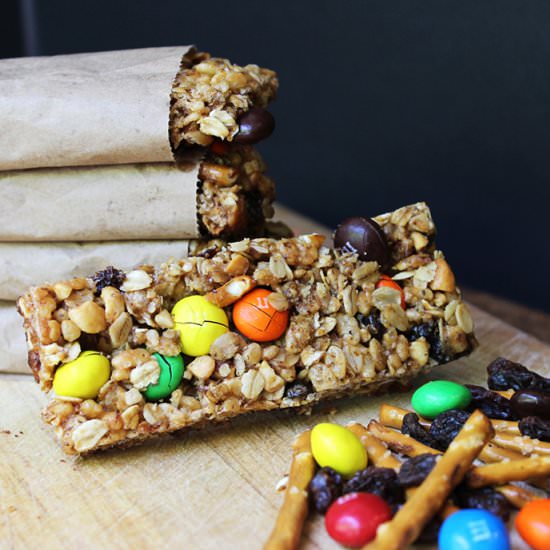 Chewy Crispy Trail Mix Granola Bars