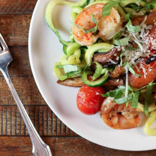 Zoodles with Shrimp & Mushrooms
