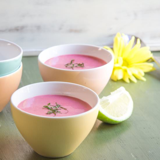 Strawberry Coconut Soup with Mint