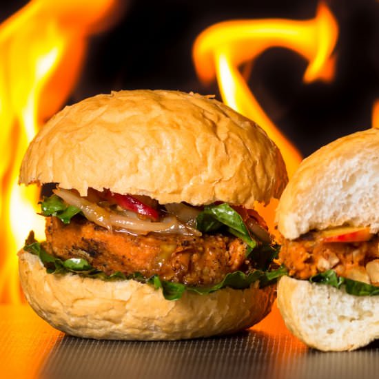 Spicy Bean Burger & Peach Chutney