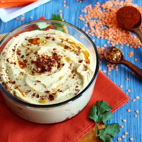 Roasted Garlic Red Lentil Hummus