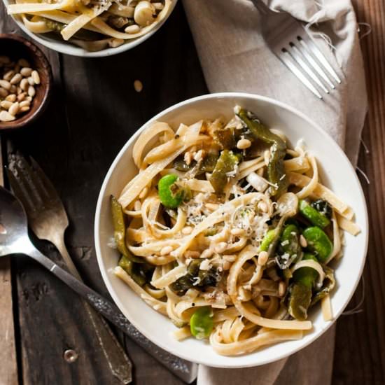 Roasted Poblano & Fava Fettuccine