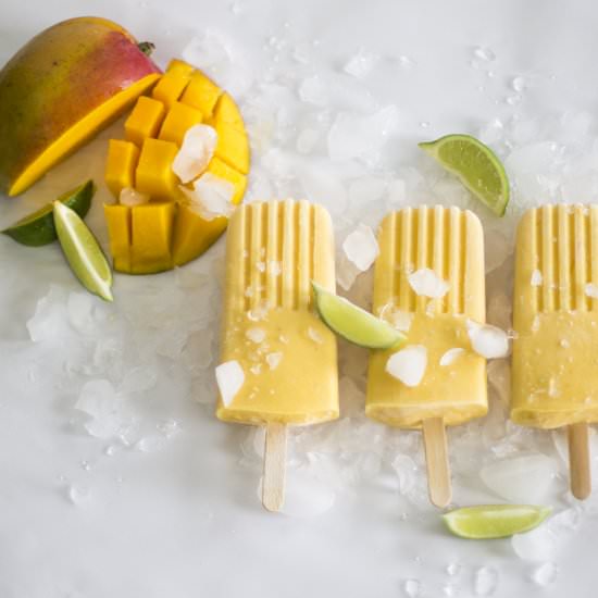 Mango, Coconut, and Lime Pops