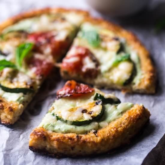 Cauliflower Pizza with Yogurt Pesto