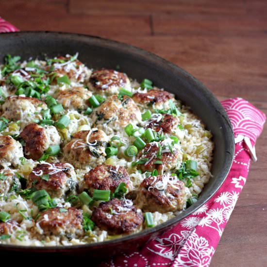 Turkey meatballs with lemony rice