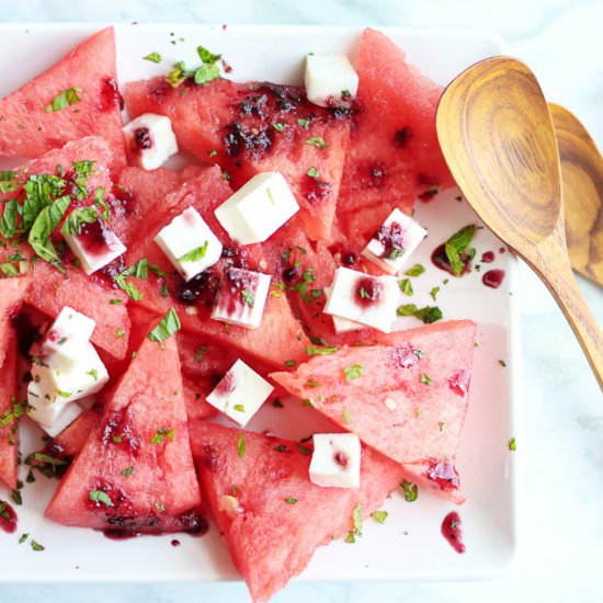 Watermelon Feta & Blueberry Drizzle