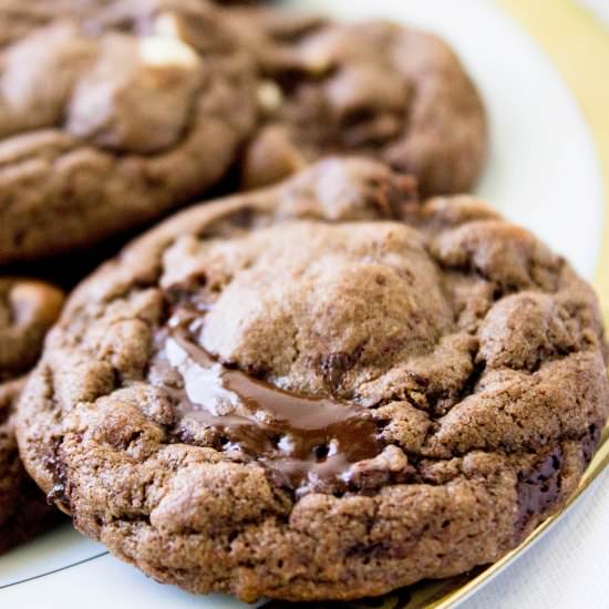 Double Dark Chocolate Chunk Cookies