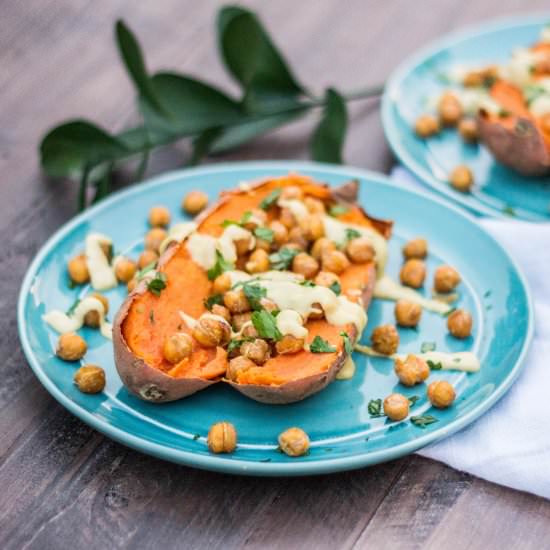 Chickpea Stuffed Sweet Potatoes
