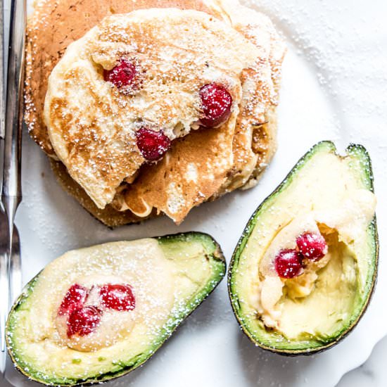 Avocado Cherry pancakes