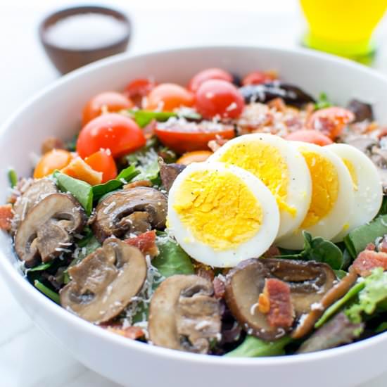 Boiled Egg Bacon Mushroom Salad