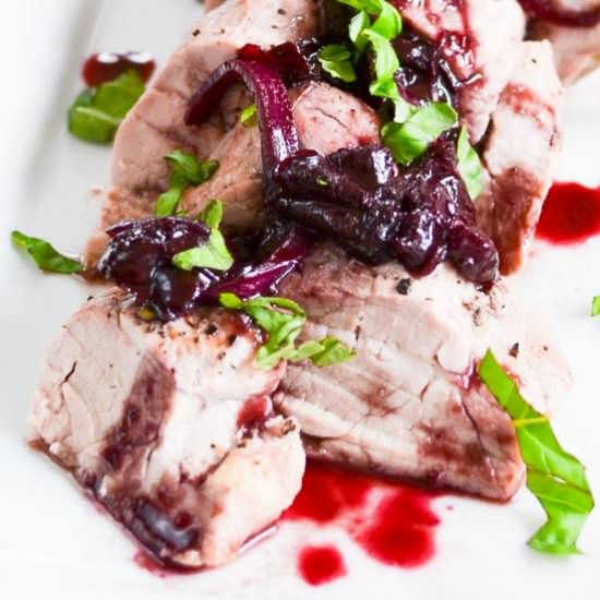 Pork with Cherry-Balsamic Sauce