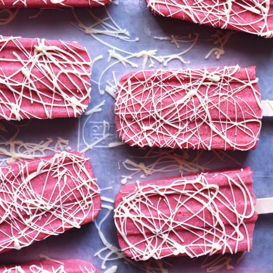 Strawberry White Choc Popsicles