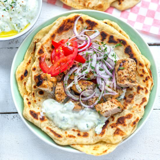 Greek souvlaki pitta