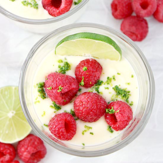 Lime Posset with Fresh Raspberries