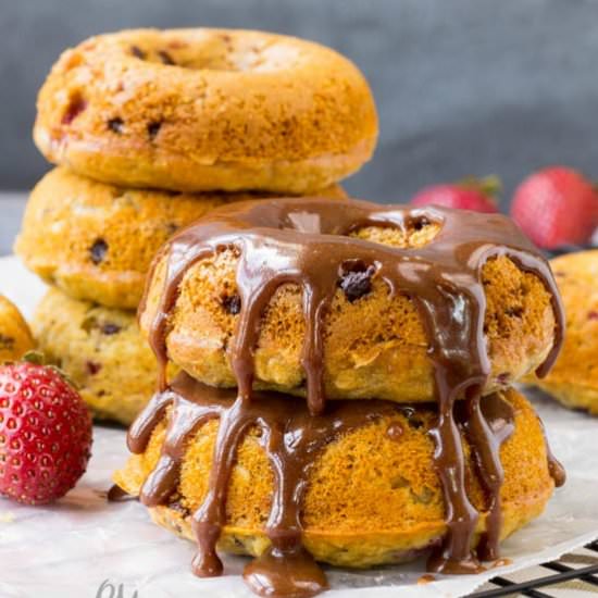 Strawberry Chocolate Chip Donuts