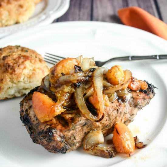 Pork Chop with Peach-Onion Salsa