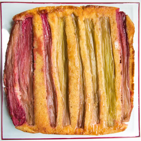 Rhubarb Olive Oil Upside-Down Cake