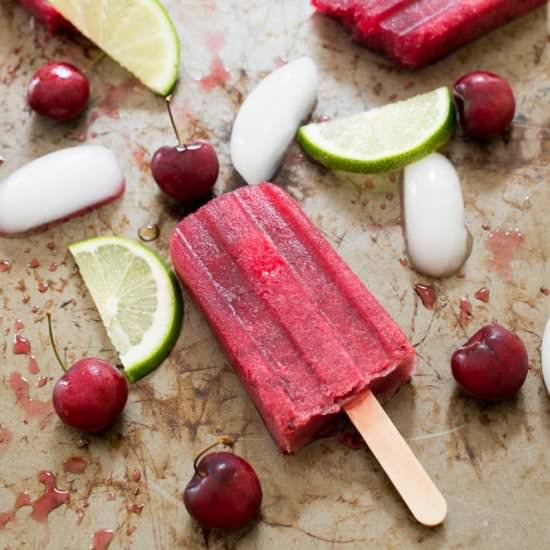 Cherry Limeade Popsicles