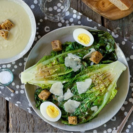 Caesar Salad with Grilled Romaine