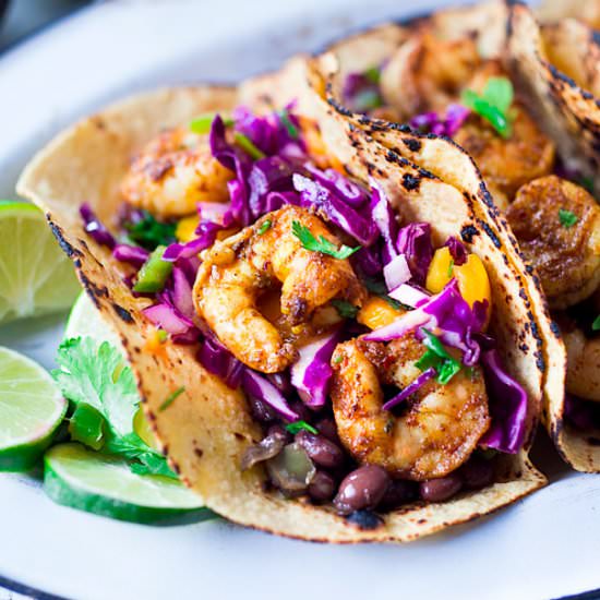Caribbean shrimp tacos