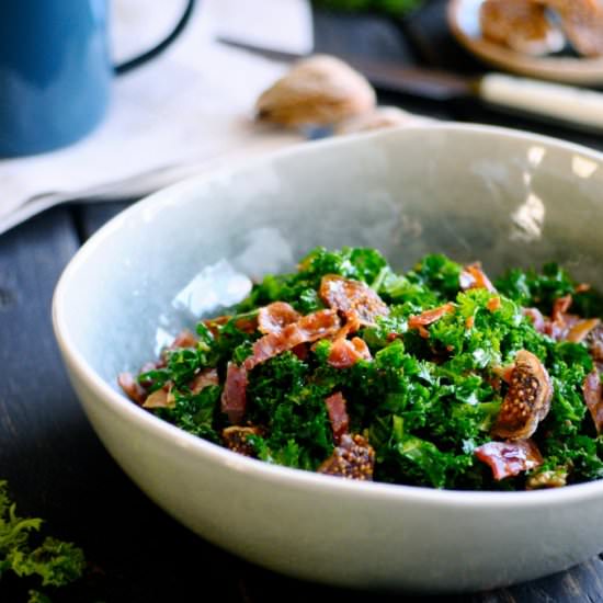 Super easy kale salad with bacon