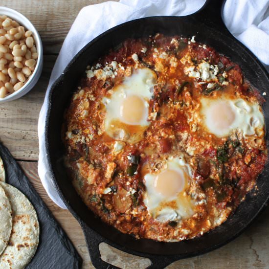 Shakshuka w/ Braised Mustard Greens