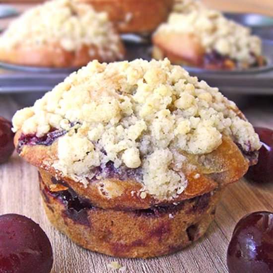 Cherry Muffins with Streusel Topping