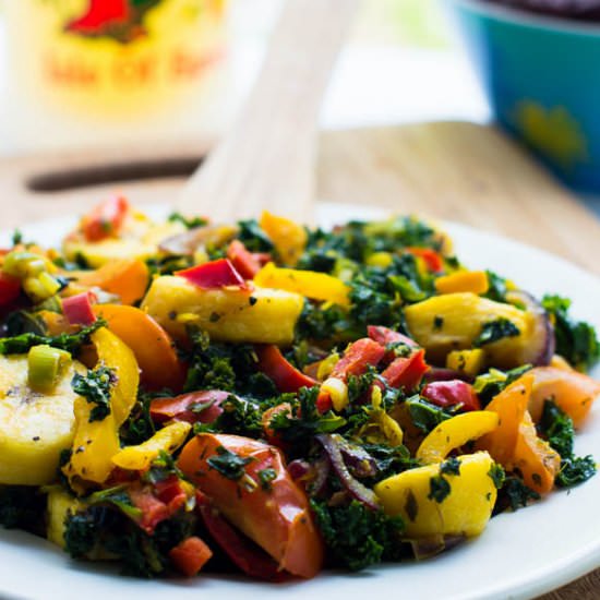 Boiled Plantains with Kale