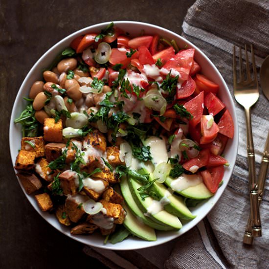 Sweet potato salad & a tangy sauce