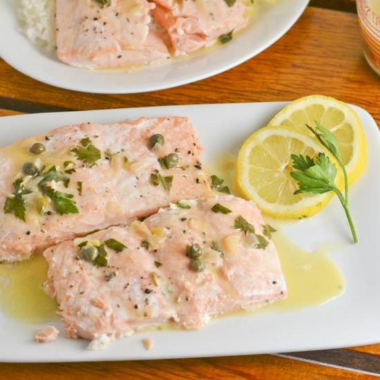 Salmon with Lemon Butter Caper Sauce