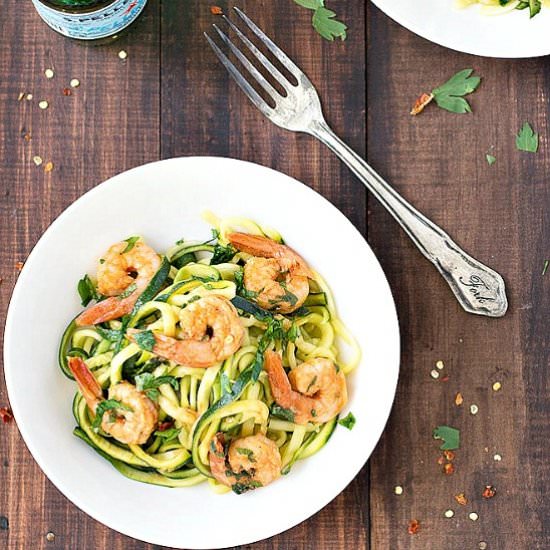 Zucchini Noodles with Garlic Shrimp