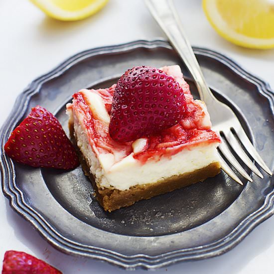 Strawberry Lemon Cheesecake Bars