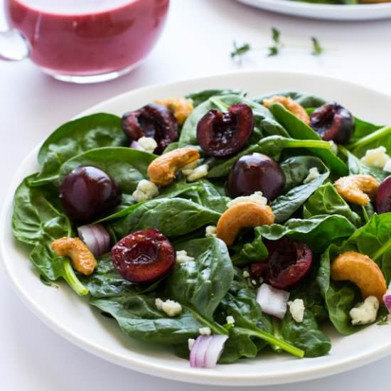 Spinach Salad with Fresh Cherries
