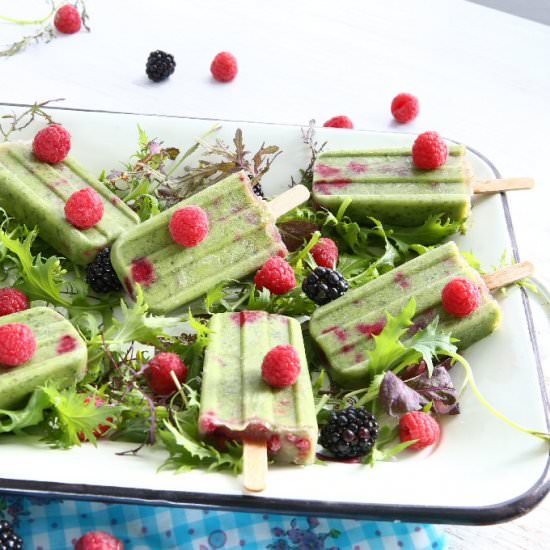 Green Smoothie Raspberry Popsicles