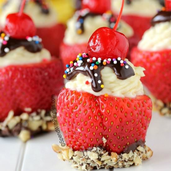 Banana Split Stuffed Strawberries