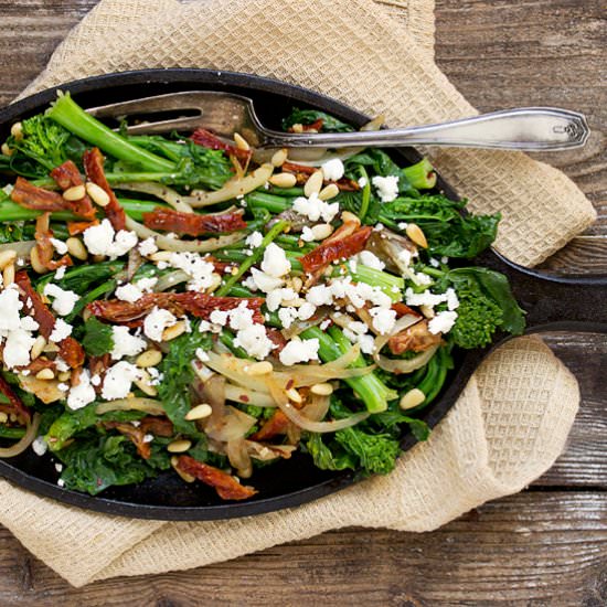 Rapini with Goat Cheese and Onions